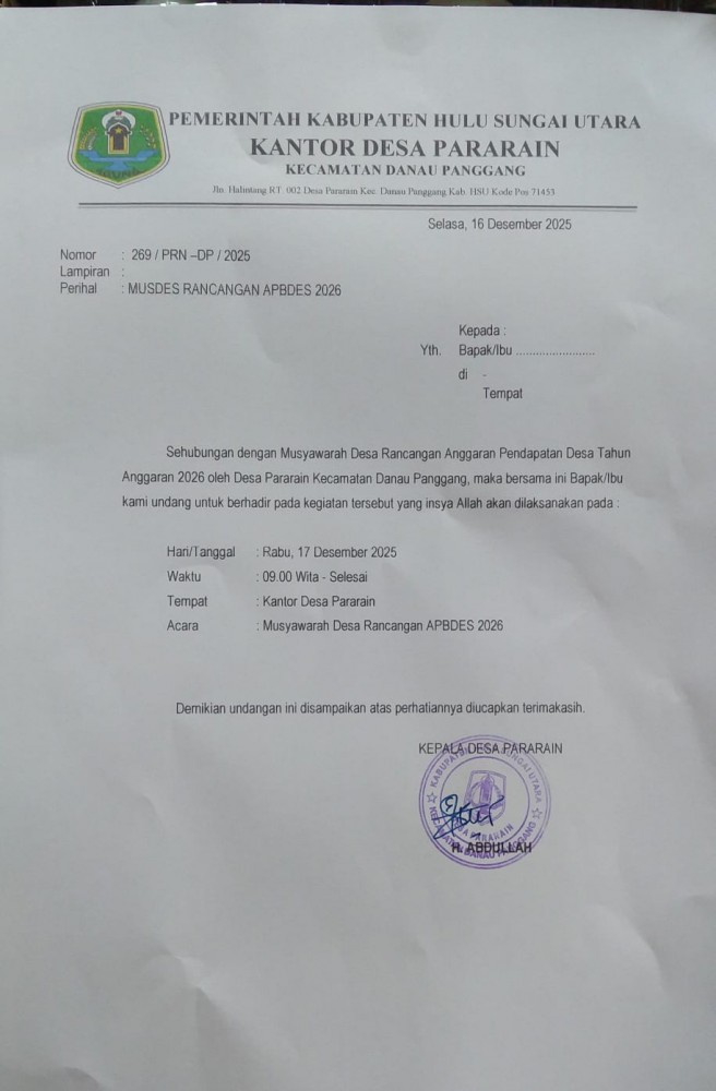 MUSYAWARAH DESA PENYUSUNAN RANCANGAN APBDES TAHUN 2026